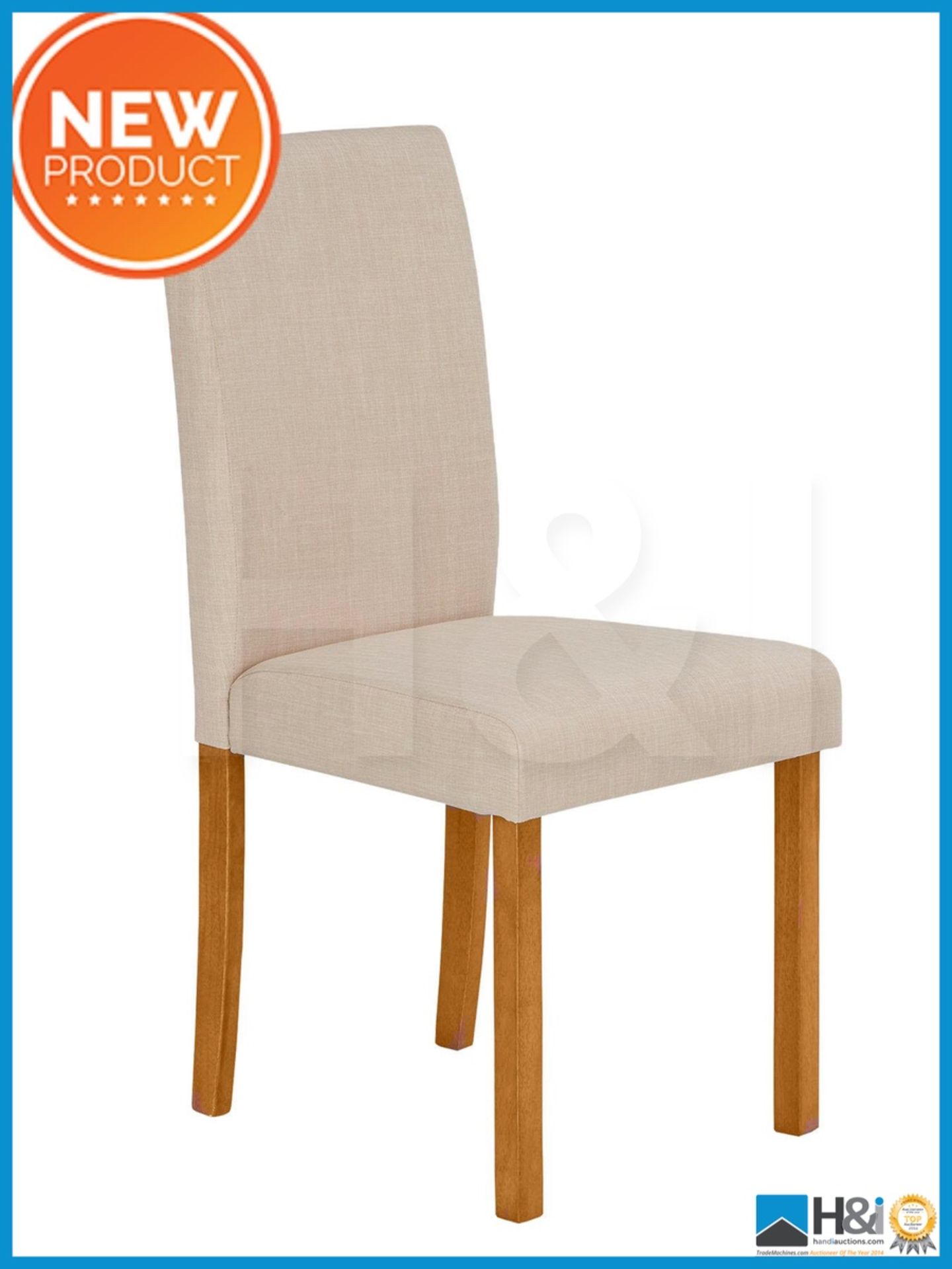 NEW IN BOX PRIMO PAIR DINING CHAIRS [CREAM/OAK] 90 x 43 x 53cm RRP £129 Appraisal: Viewing Essential