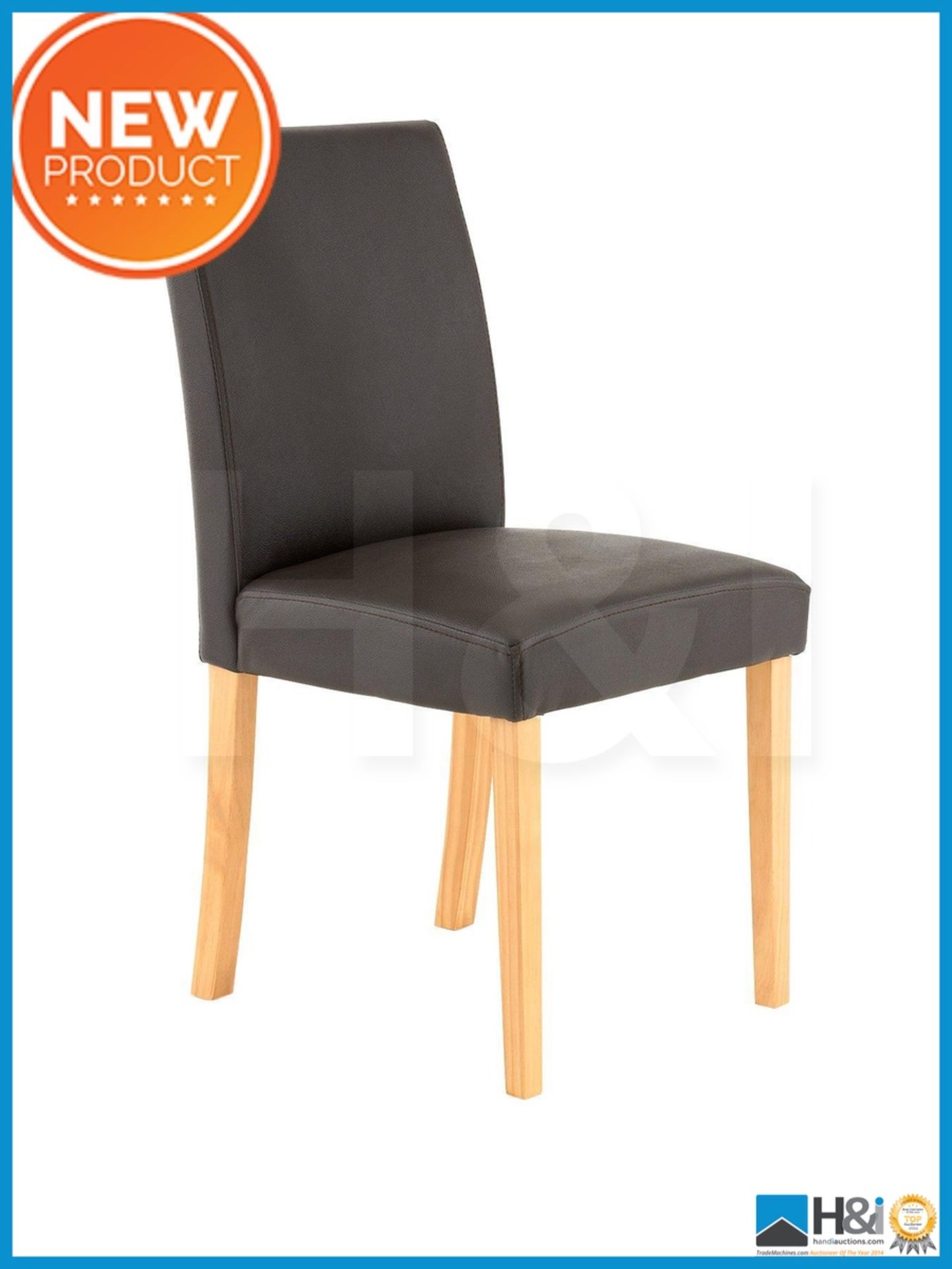 NEW IN BOX PRIMO SET OF 4 DINING CHAIRS [BROWN/OAK] 90 x 43 x 53cm RRP £259 Appraisal: Viewing