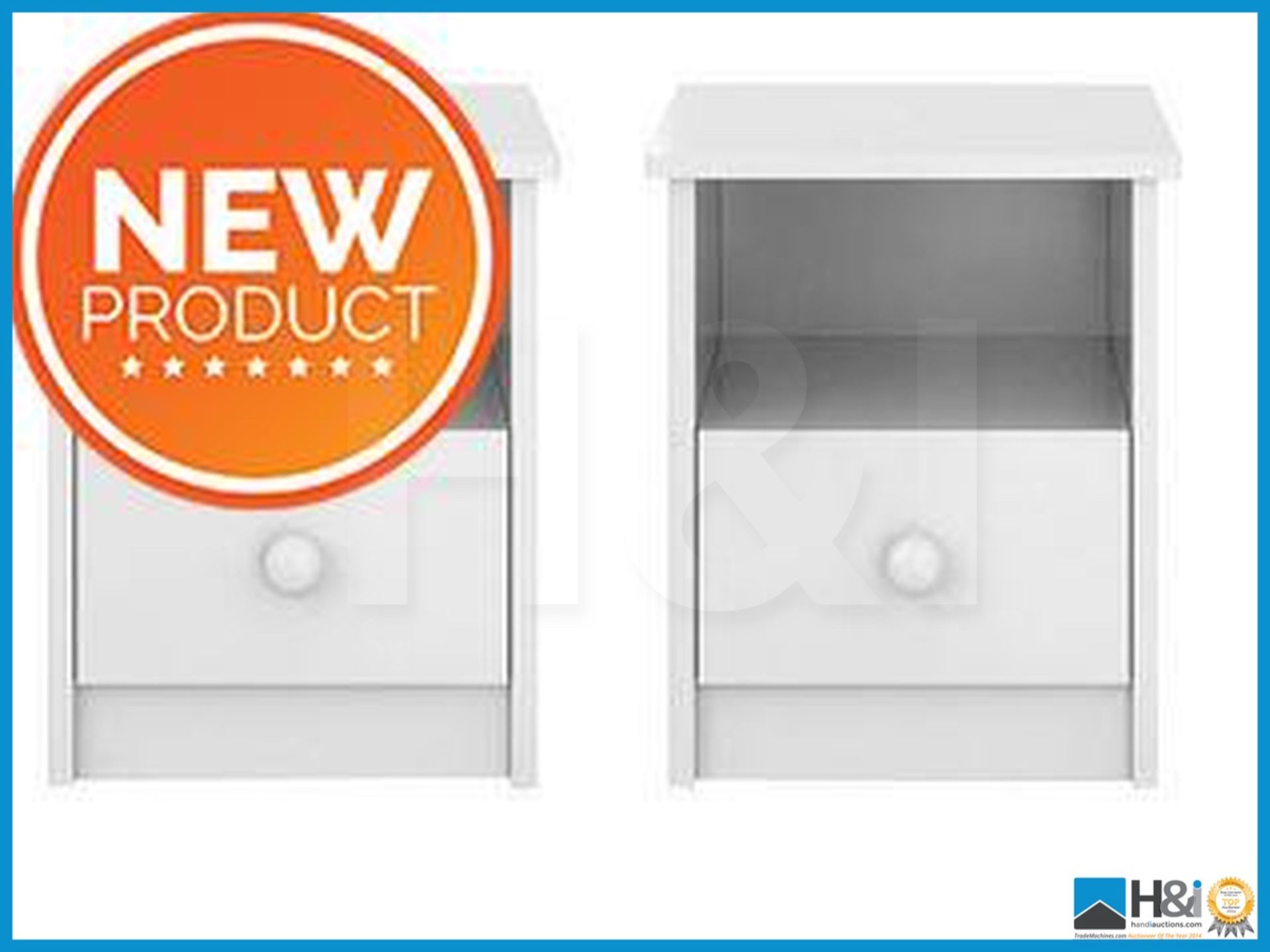 NEW IN BOX BANBURY 1DRAWER PAIR BEDSIDE [WHITE] 47 x 40 x 42cm RRP £259 Appraisal: Viewing Essential