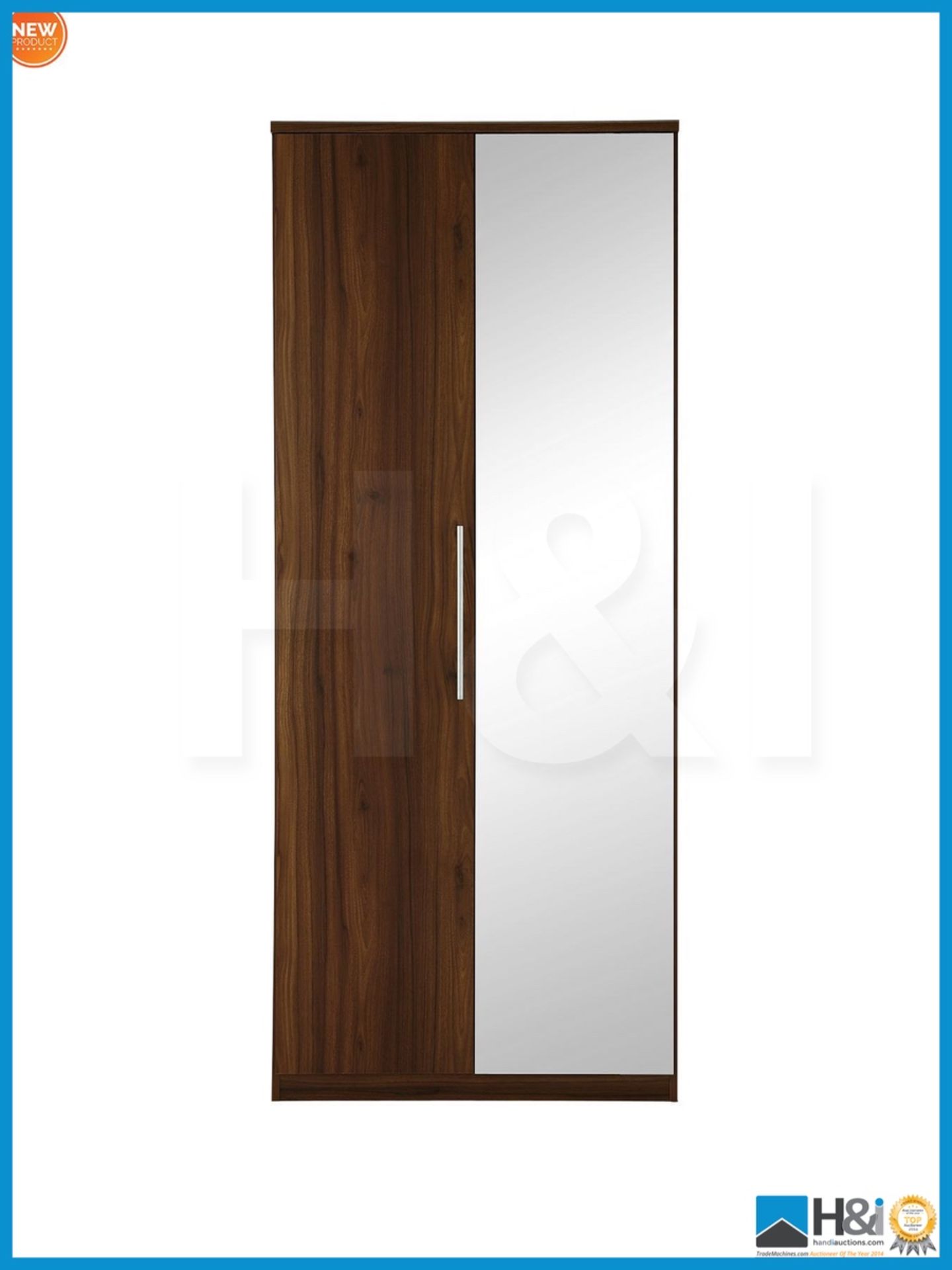 NEW IN BOX PRAGUE 2DOOR WARDROBE [WALNUT] 199 x 81 x 53cm RRP £246 Appraisal: Viewing Essential