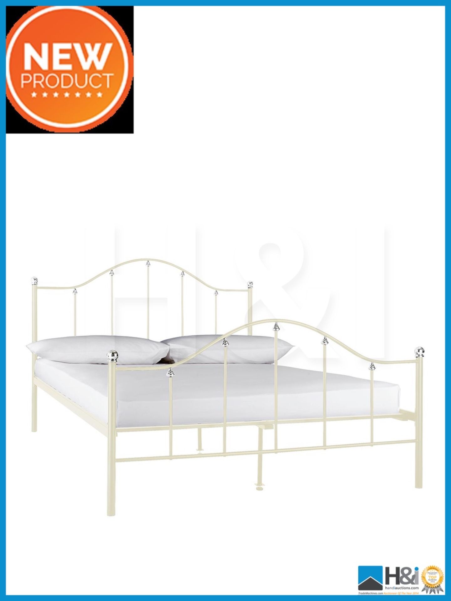 NEW IN BOX HARLEY DOUBLE BED [CREAM] 104 x 129 x 197cm RRP £233 Appraisal: Viewing Essential