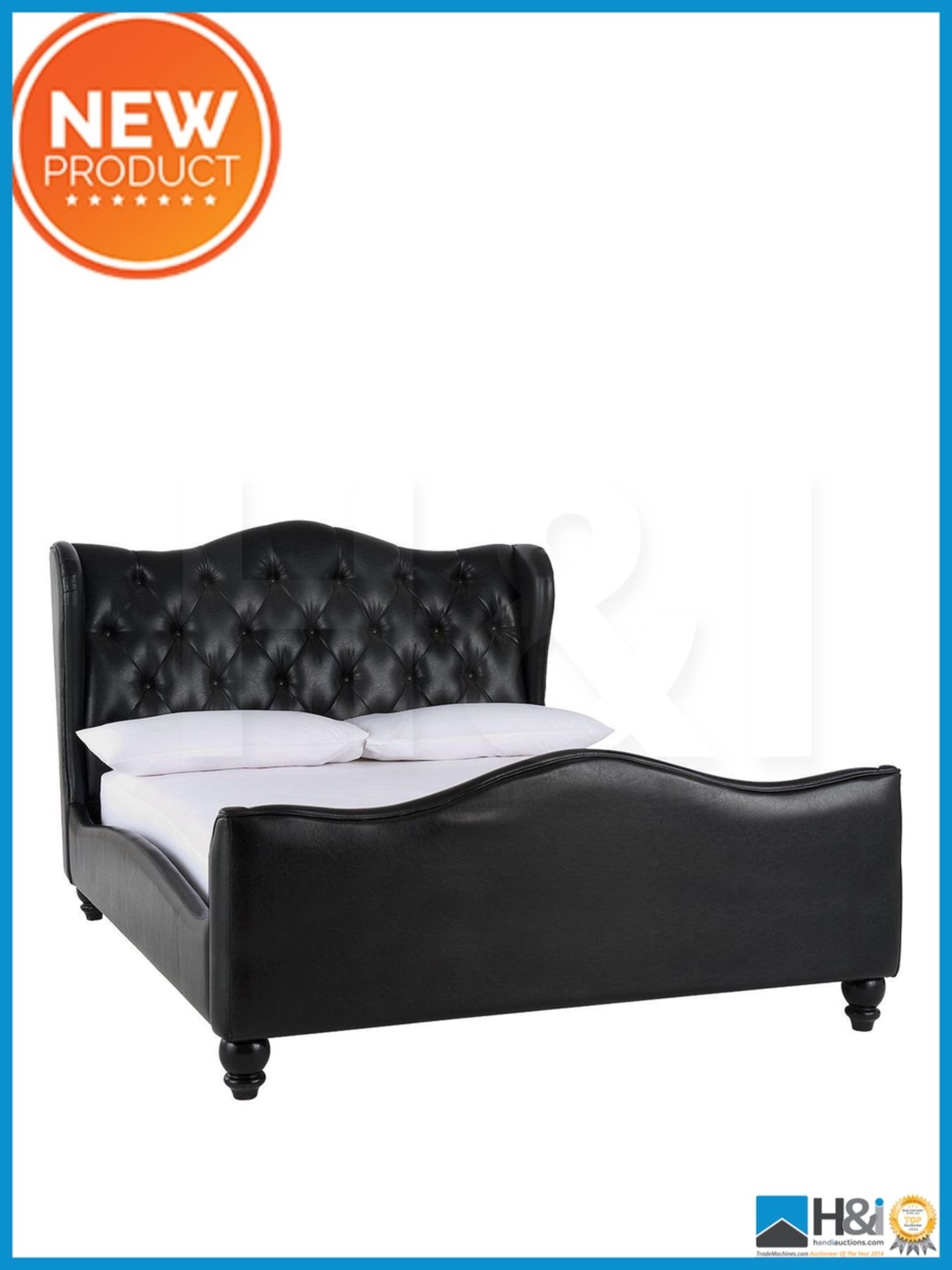 NEW IN BOX CHELMSFORD KING BED [BLACK] 220 x 117 x 151cm RRP £844 Appraisal: Viewing Essential