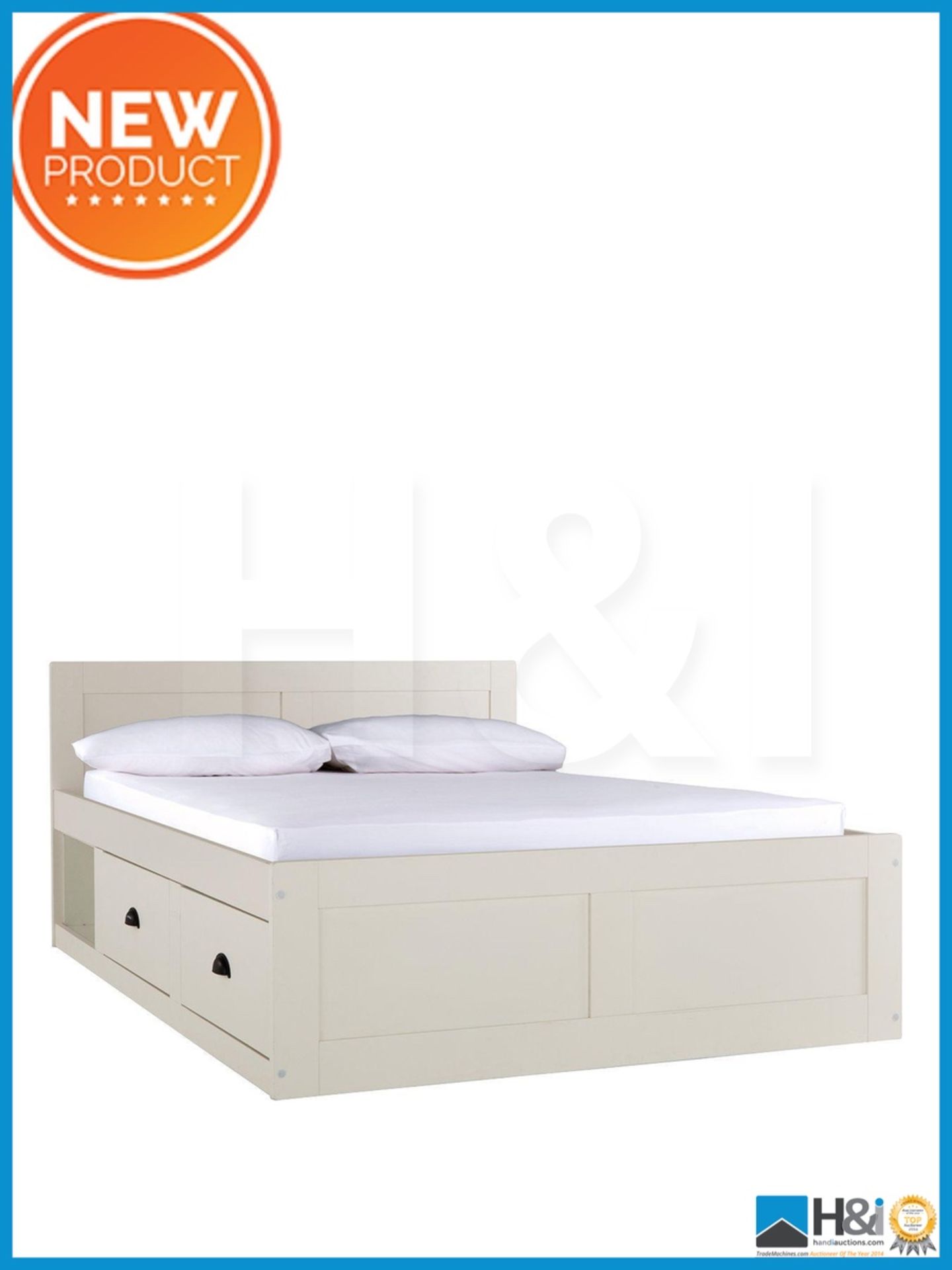 NEW IN BOX PULA DOUBLE STORAGE BED [WHITE] 80 x 142 x 197cm RRP £688 Appraisal: Viewing Essential