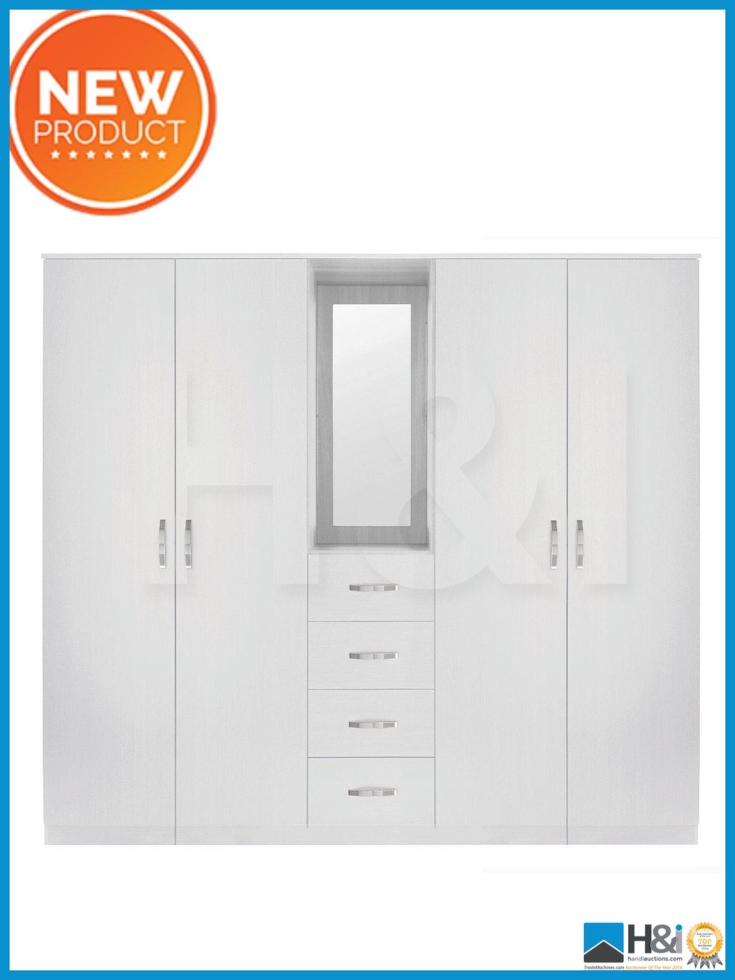 NEW IN BOX PERU 4DOOR 4DRAWER WARDROBE [WHITE] 182 x 200 x 52cm RRP £493 Appraisal: Viewing