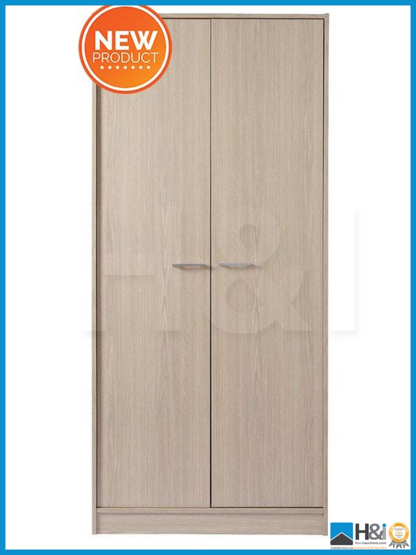 NEW IN BOX BOSTON 2DOOR WARDROBE [OAK] 180 x 82 x 45cm RRP £155 Appraisal: Viewing Essential