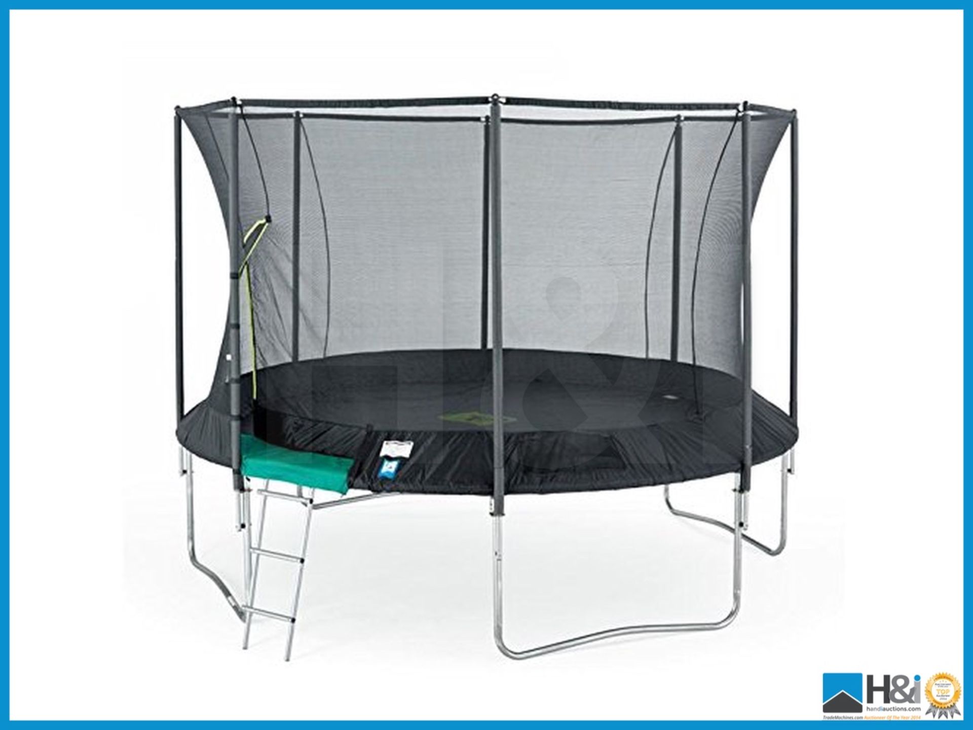 DAMAGED BOX ITEM A1 12FT TP GENIUS ROUND 2 TRAMPOLINE WITH SURROUNDSAFE RRP £499 Appraisal: