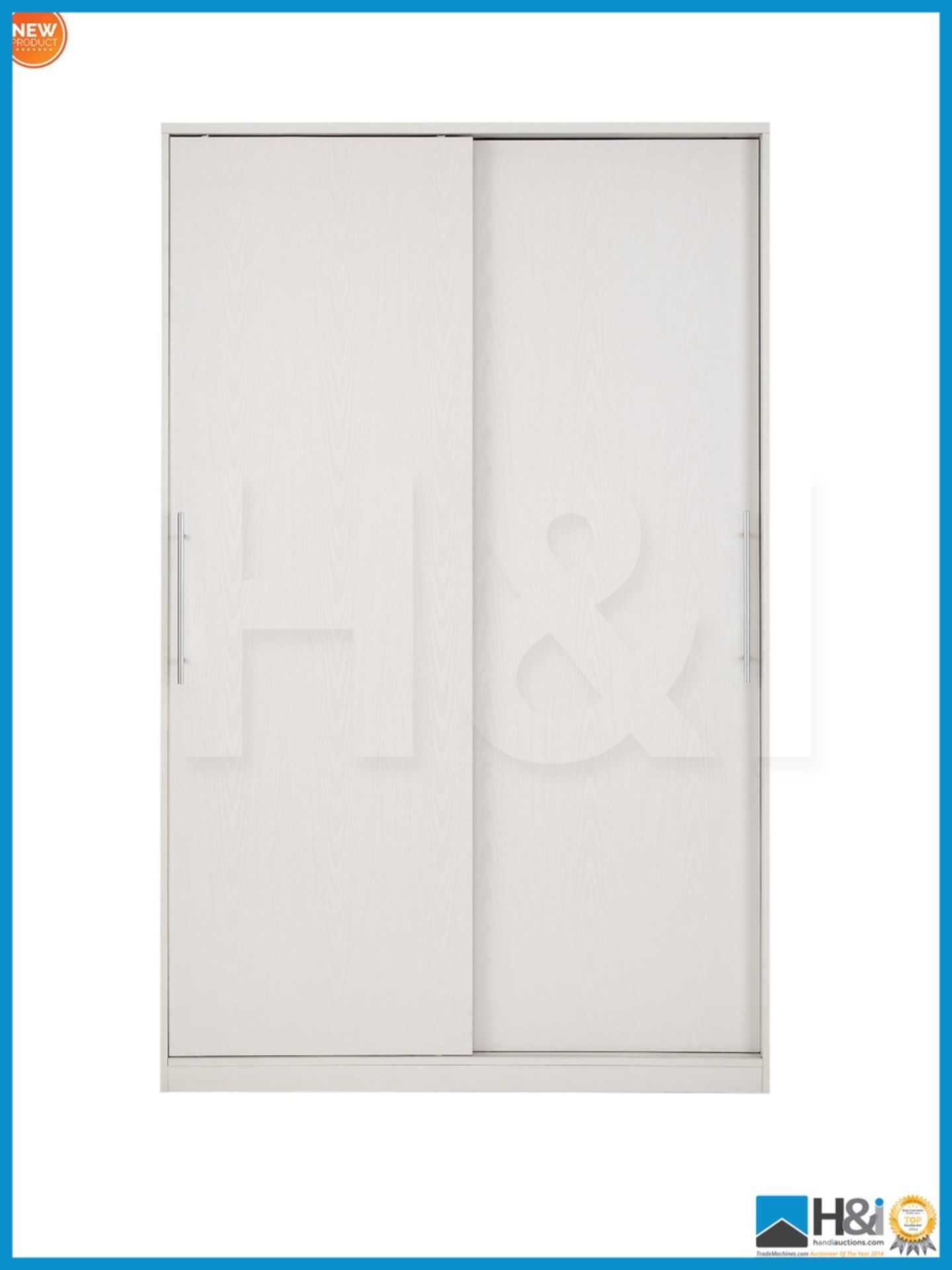 NEW IN BOX PRAGUE 2DOOR SLIDER WARDROBE [WHITE] 199 x 123 x 62cm RRP £376 Appraisal: Viewing