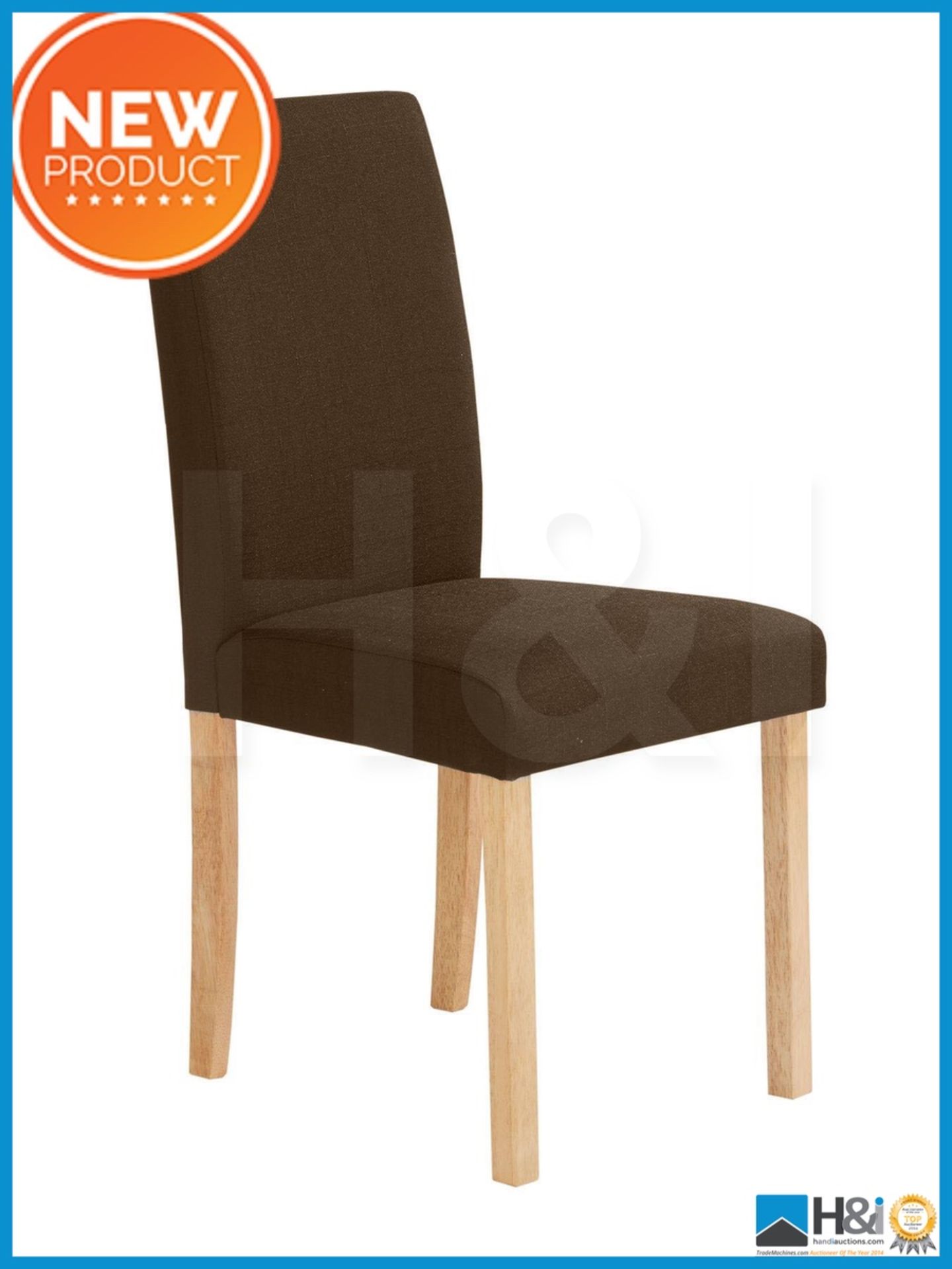 NEW IN BOX PRIMO PAIR DINING CHAIRS [BROWN/OAK] 90 x 43 x 53cm RRP £129 Appraisal: Viewing Essential