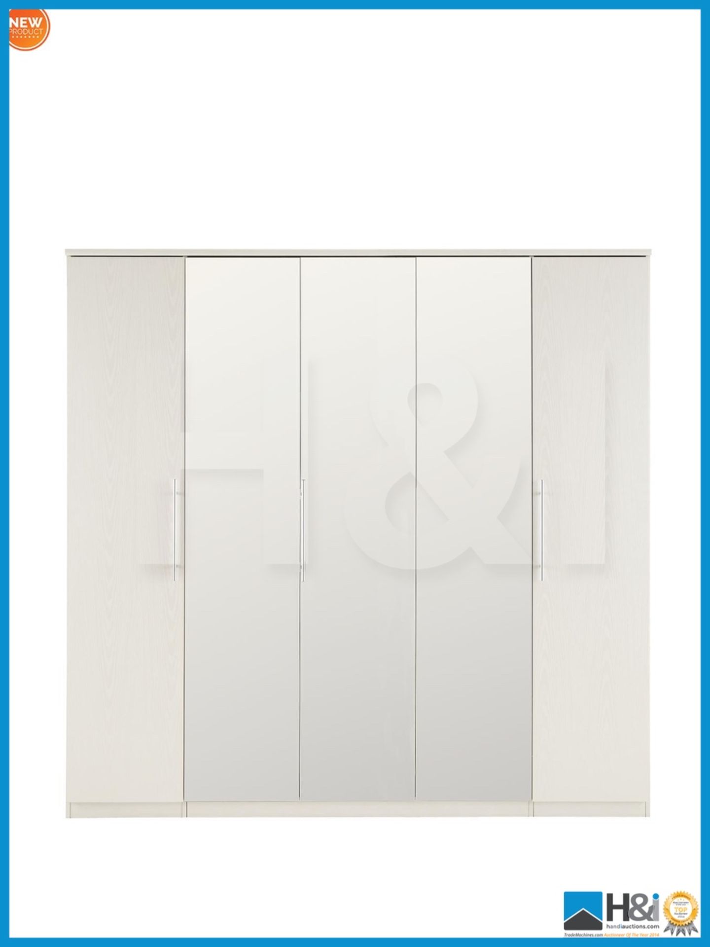 DAMAGED BOX ITEM A1 PRAGUE 5DOOR WARDROBE [WHITE] 199 x 201 x 53cm RRP £649 Appraisal: Viewing