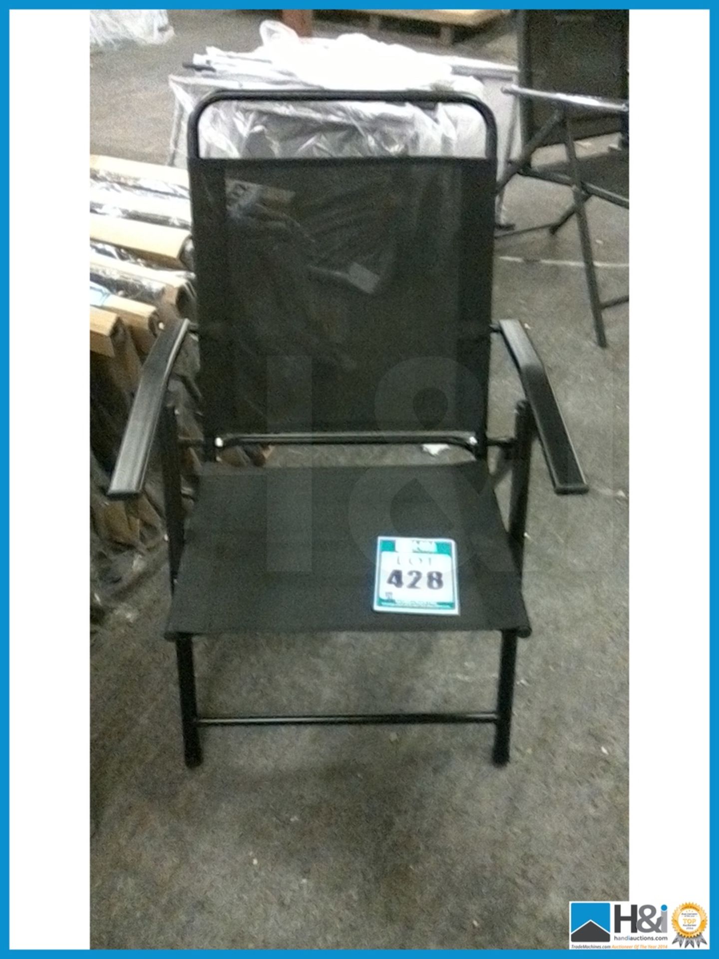 NEW IN BOX NEW IN BOX FOLDING GARDEN CHAIRS PAIR [BLACK] Appraisal: Viewing Essential Serial No: