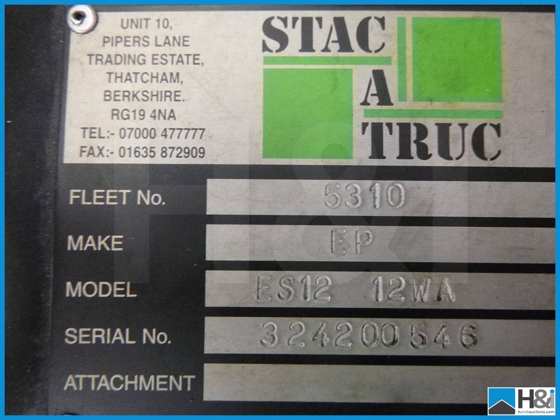STAK-A-TRUC ES12 12WA, PEDESTRIAN ELECTRIC FORKLIFT TRUCK, 93 HOURS ONLY, SERIAL NUMBER 324200546, - Image 4 of 7