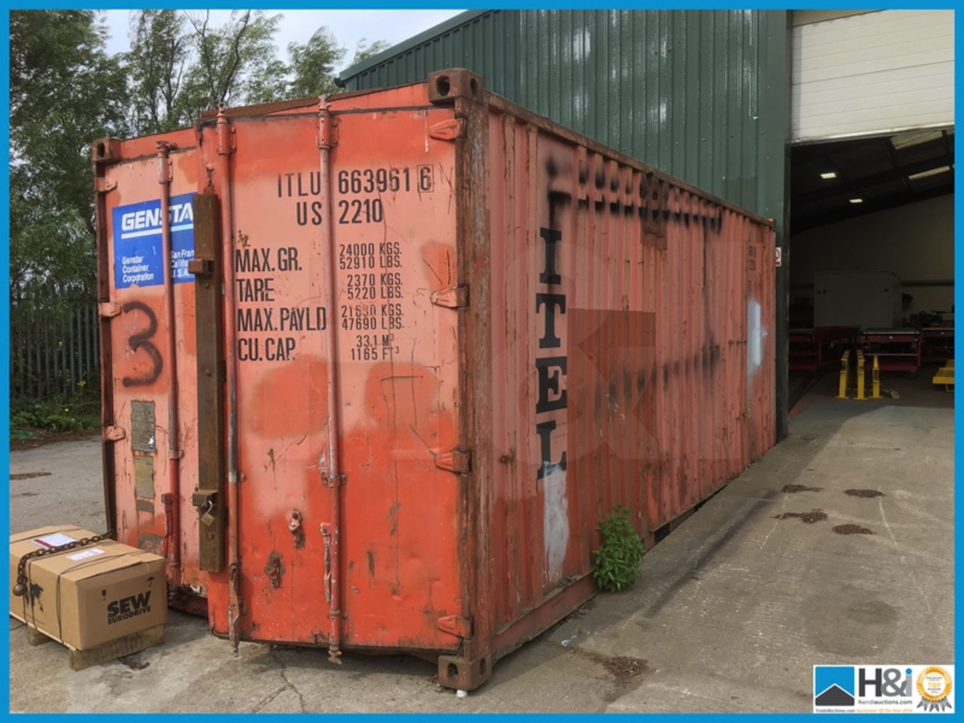 20 ft shipping container in good condition NO VAT ON THIS ITEM EXCEPT ON BUYERS PREMIUM Appraisal: