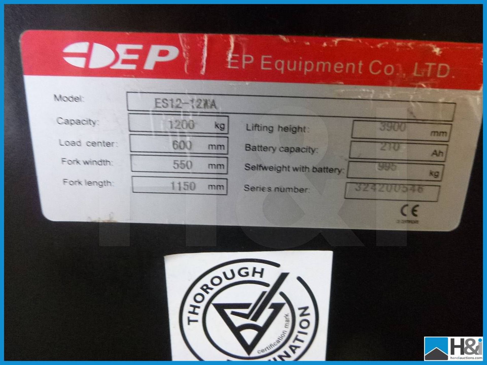 STAK-A-TRUC ES12 12WA, PEDESTRIAN ELECTRIC FORKLIFT TRUCK, 93 HOURS ONLY, SERIAL NUMBER 324200546, - Image 5 of 7