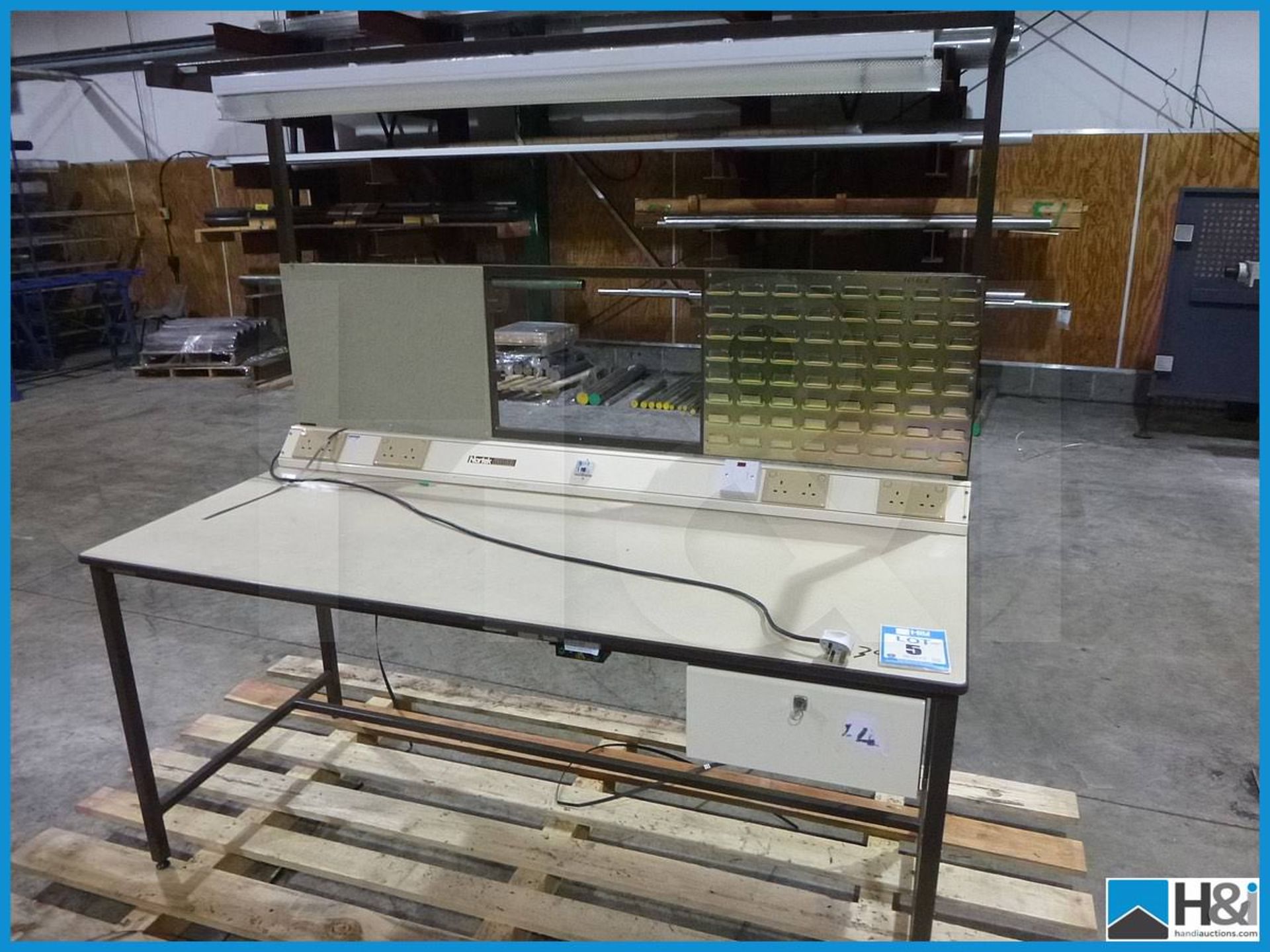 1 OFF - NOMTEK INDUSTRIAL QUALITY WORKBENCHES, INCLUDING ELECTRICS AND FLUORESCENT LIGHTING, USED,