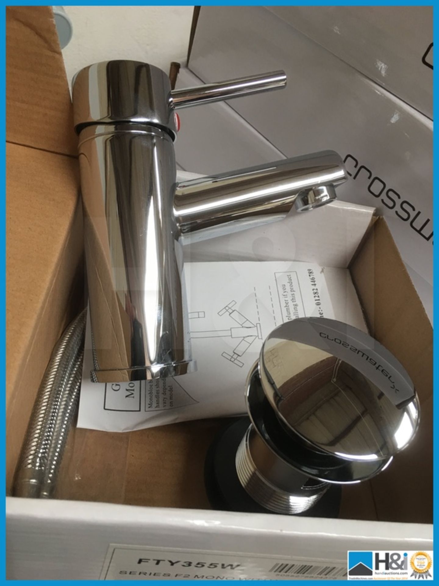 Designer Series F2 polished chrome mono basin mixer with matching waste. New and boxed. Suggested - Image 2 of 3