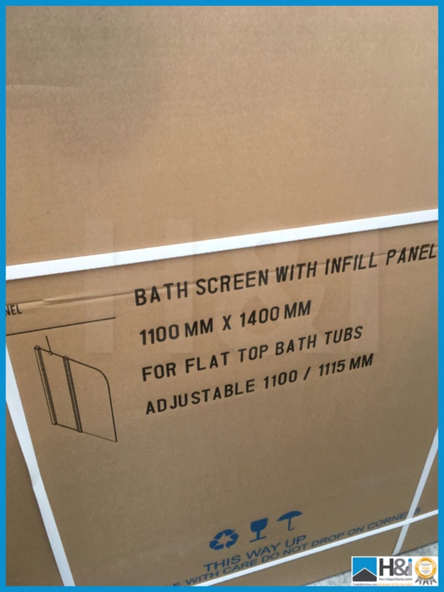 Designer Rainbow bath screen with infill panel 100x1400 for flat top bathtubs. New and boxed. - Image 4 of 4