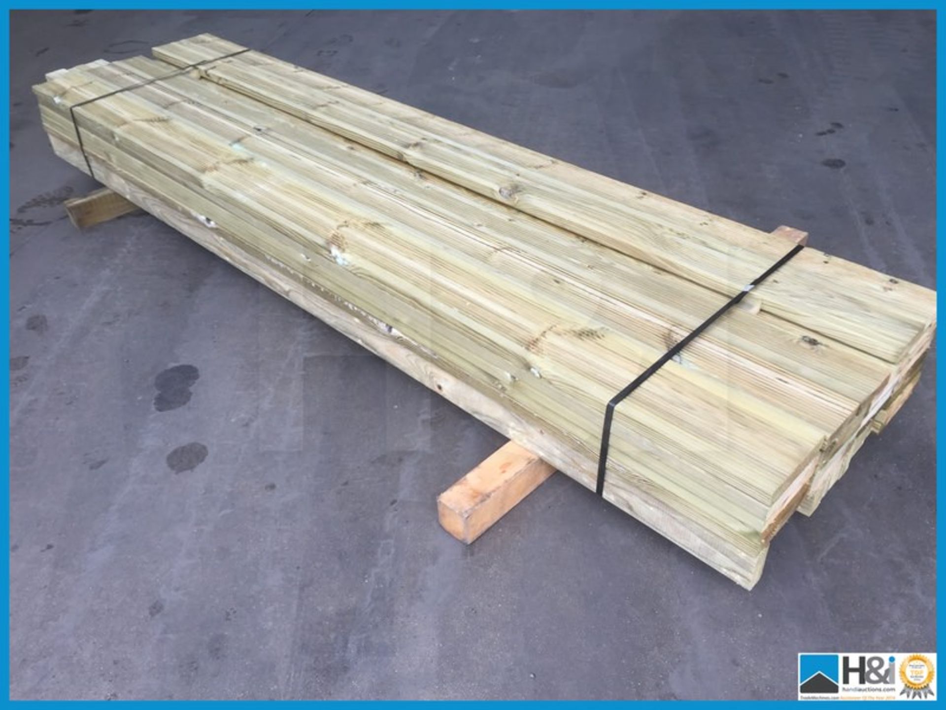 Tanalised 2.4 x 2.4 Heavy Duty Decking Kit. All 32x125 decking cut to length with side fascia's - Image 10 of 12