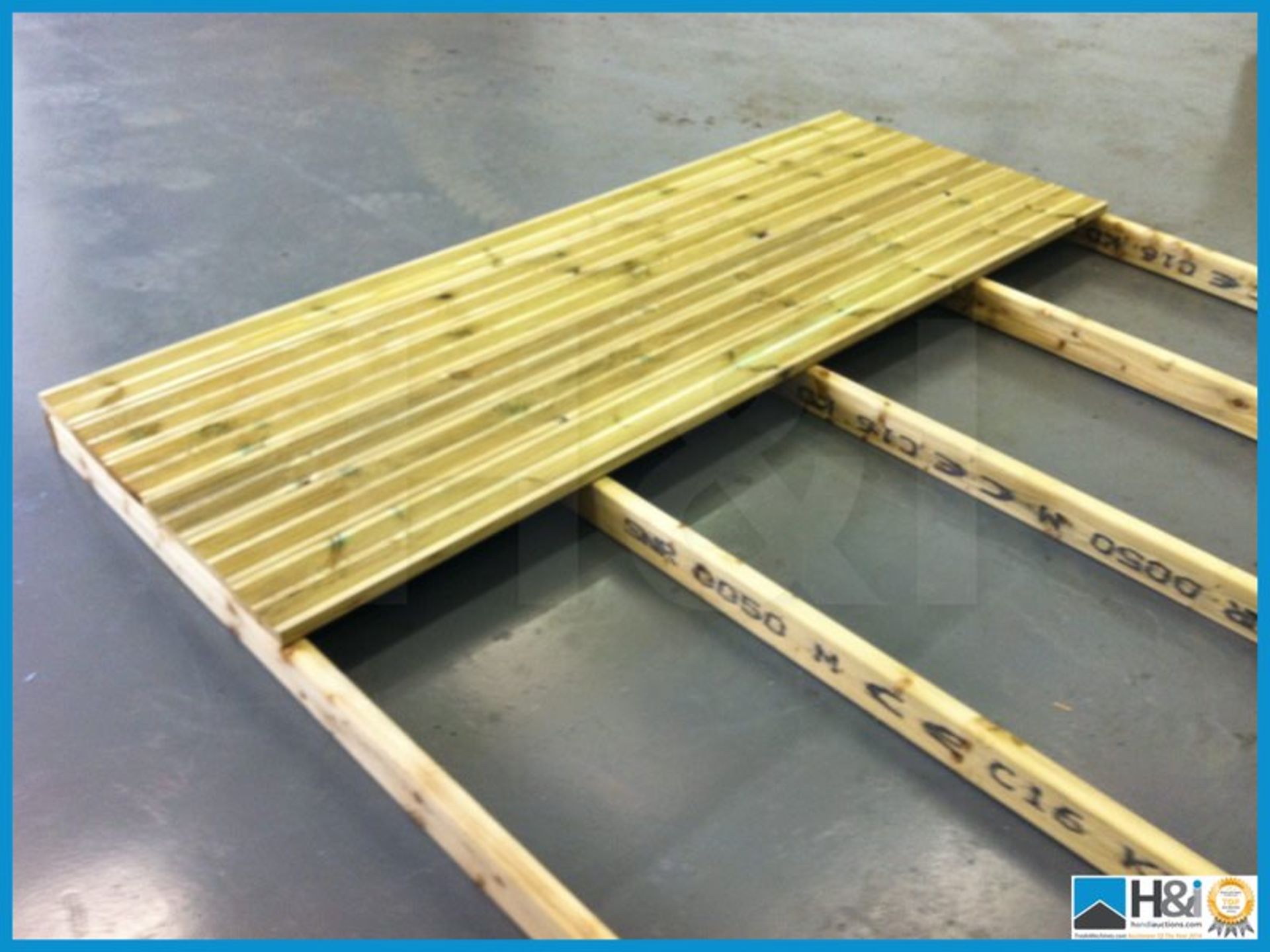 Tanalised 2.4 x 2.4 Heavy Duty Decking Kit. All 32x125 decking cut to length with side fascia's - Image 4 of 12