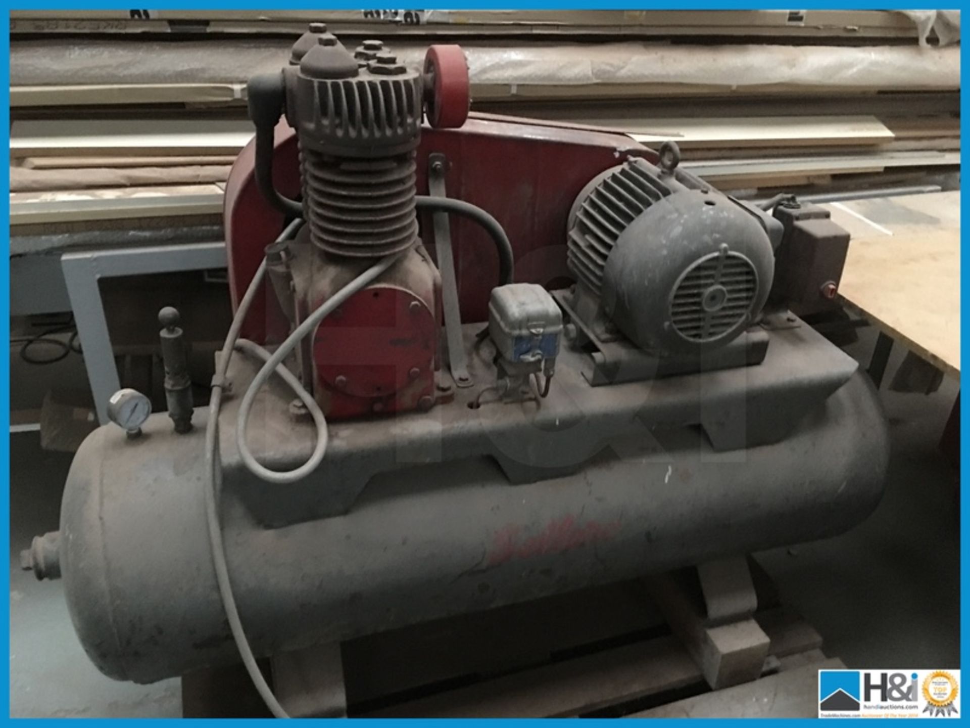 3 phase piston compressor Appraisal: Viewing essential. Advised in working order Serial No: NA