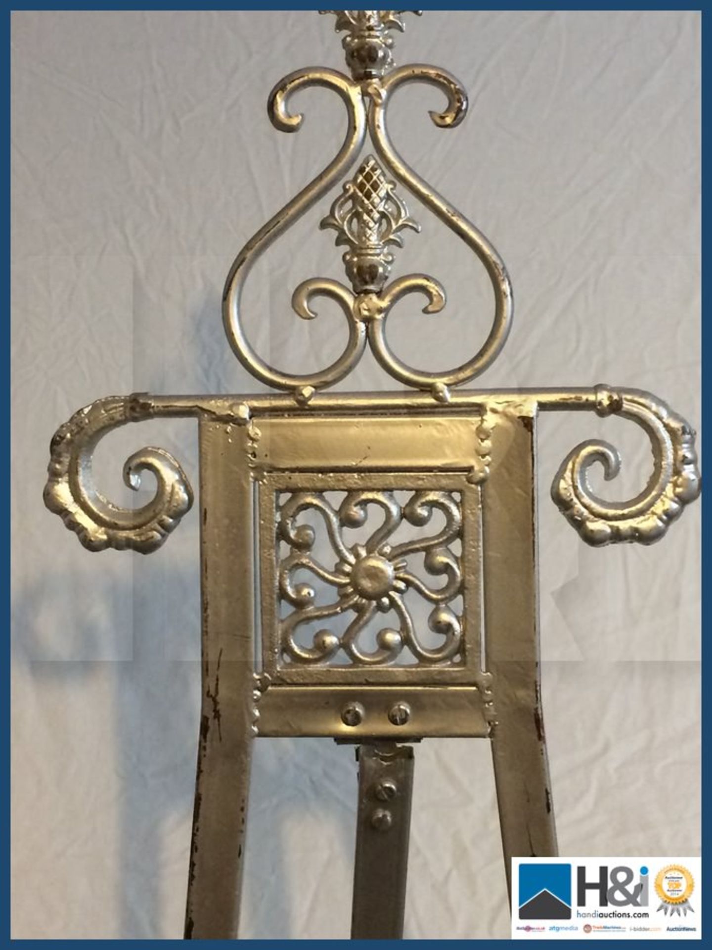 SILVER COLOURED METAL EASEL 1700 MM (H) Appraisal: Viewing Advised Serial No: NA Location: The - Image 2 of 3