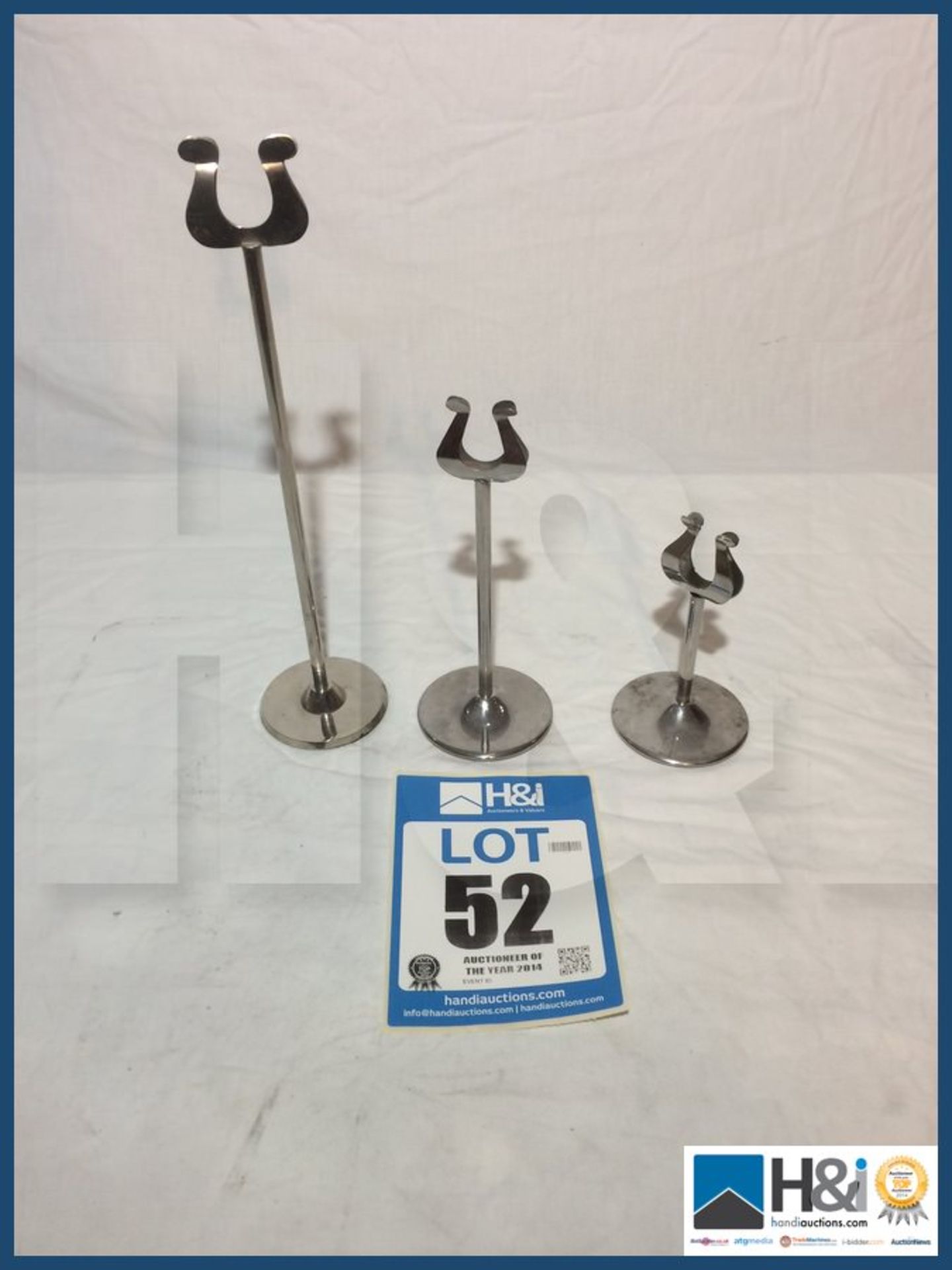 29 X TABLE NUMBER STANDS SILVER COLOURED 7 X 140MM 8 X 200MM 14 X 310MM Appraisal: Viewing Advised - Image 2 of 2