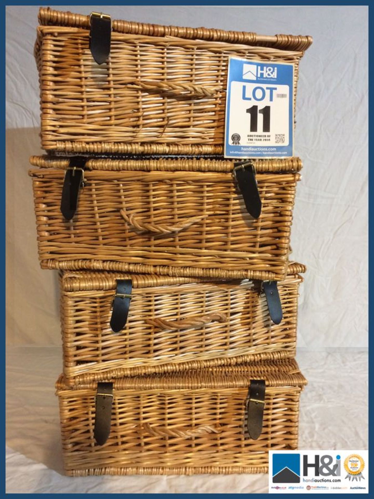 4 WICKER BASKETS 420MM (W) 200MM (H) 270 MM (D) Appraisal: Viewing Advised Serial No: NA Location: