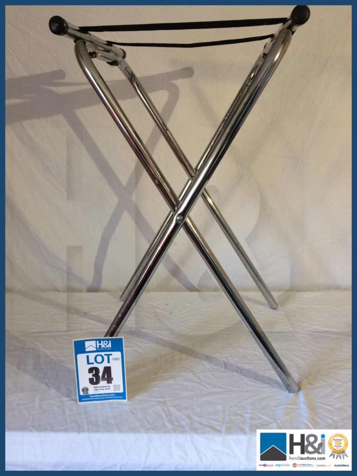 CHROME TRAY STAND FOLDABLE 800MM (H) 500 MM (W) 430 MM (D) Appraisal: Viewing Advised Serial No: