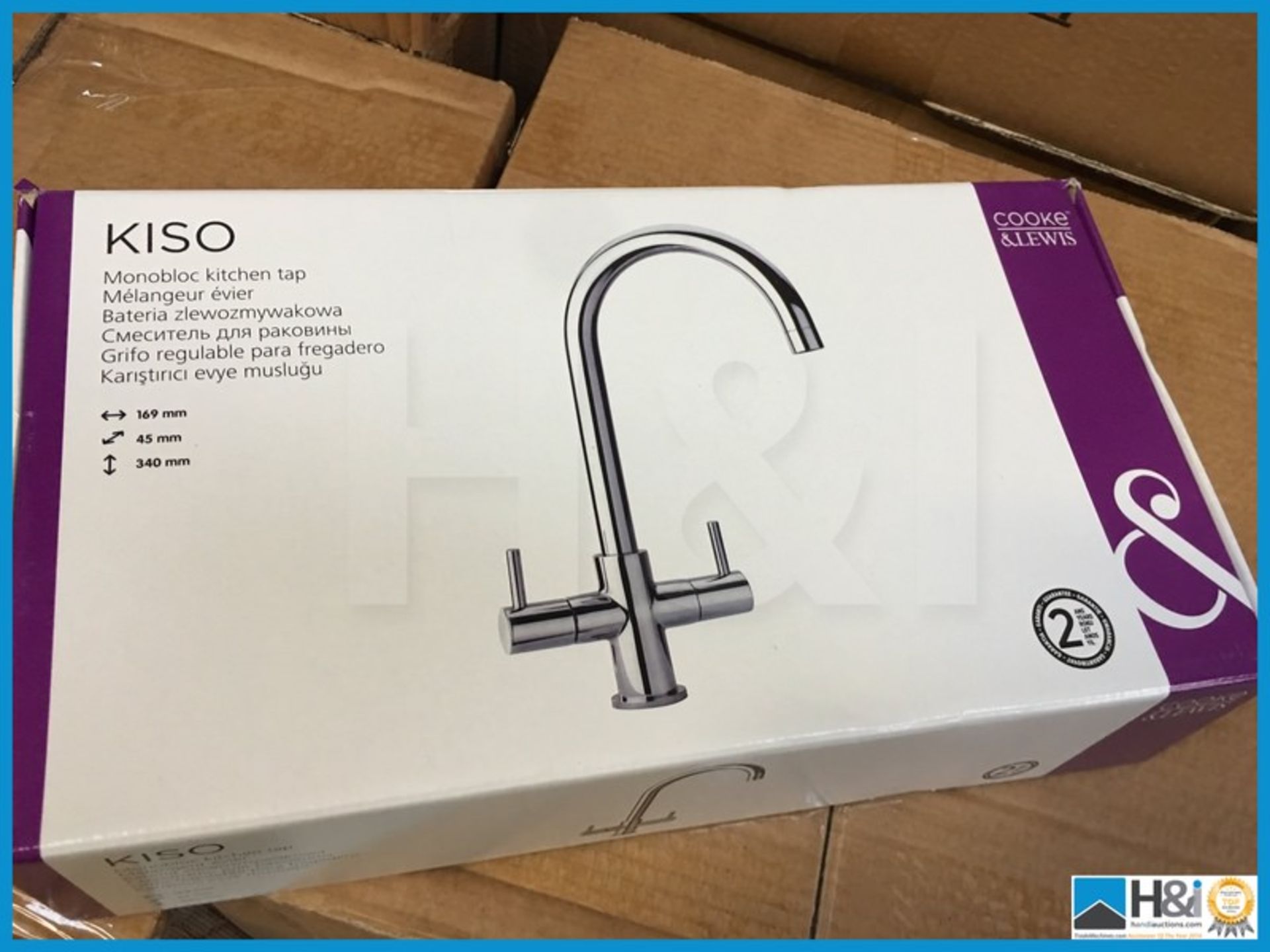 Beautiful designer Cooke and Lewis Kisio mono kitchen tap in polished chrome. New and Boxed.