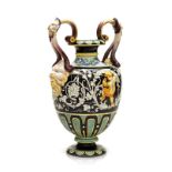 Vase en faïence- Manufacture Jules Vieillard- Bordeaux- XIXe s. De forme balustre- muni de 2 anses