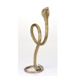 Cobra en laiton ciselé- en posture d'intimidation- h. 58-5 cm