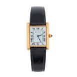 Cartier- Tank- montre en or 750 Signée Cartier : cadran- boîte- mouvement- n°960192541Cal. 21-