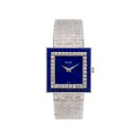 Piaget- montre-bracelet en or gris 750- lapis lazuli et diamantsSignée Piaget : cadran- boîte-