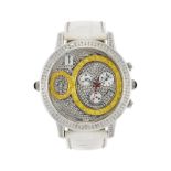 Johnny's- montre en acier pavée de diamants- quartz- cadran pavé de diamants- chronographe avec