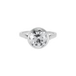 Solitaire en or gris 750 serti d'un diamant taille brillant intermédiaire (env. 3.3 ct)- doigt 55-15