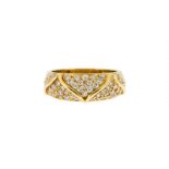 Bague en or 750 pavée de diamants taille brillant- doigt 54-14 /