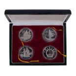 Coffret contenant 4 monnaies de 5 yuan argent de figures historiques- République populaire de Chine-