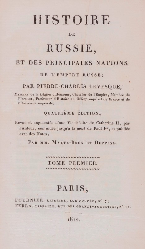 [RUSSIE]. LEVESQUE- Pierre-Charles- MALTE-BRUN et DEPPING. Histoire de Russie- et des principales - Image 2 of 4