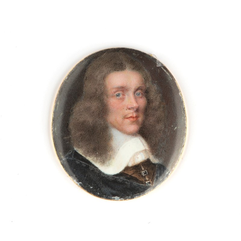 Ecole genevoise du XVIIIe s.- Portrait de gentilhomme- peinture à l'émail sur cuivre- diam. 3