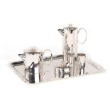 Service à thé et café en métal argenté Christofle et Lino Sabattini- modèle Mercury- comprenant 5