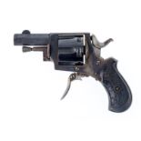 Revolver type British Bulldog- Liège-  6 coups- cal.- 8 mm- plaques de crosse en ébène gravées de