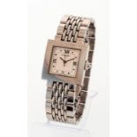 Chaumet- montre-bracelet en acier- quartz- cadran beige clous de Paris- index- chiffres romains et