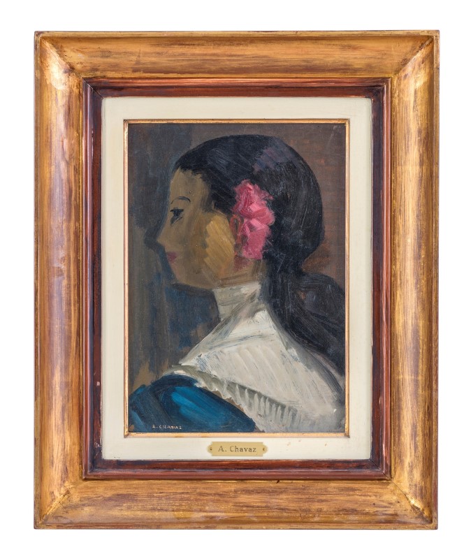 Albert Chavaz (1907-1990)- Portrait de femme- au verso "Femme debout"- huile sur panneau- signée - Image 2 of 2