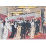 Maurice Brianchon (1899-1979)- Au foyer de l'opéra- aquarelle sur papier rehaussée de gouache sur