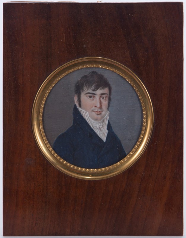 Joseph Dubasty (act.1808-1842)- Portrait d'un officier- miniature sur ivoirine- signée- située " - Image 3 of 4