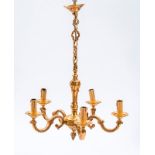 Ensemble de 2 lustres de style Louis XV- XXe s.-  en bronze ciselé et doré- fût en balustre