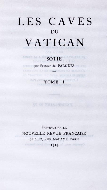 GIDE (André). Les Caves du Vatican. Sotie par l'auteur de Paludes. Paris- NRF- 1914.  2 vol. in-8° - Image 2 of 3