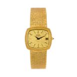 Piaget- montre-bracelet extra-plate en or 750 texturé Signée Piaget : cadran- boîte- mouvement-