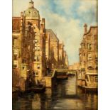 Johannes Christiaan Karel Klinkenberg (1852-1924)- Vue des canaux d'Amsterdam- huile sur toile-