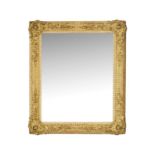 Miroir d'époque Napoléon III- cadre rectangulaire en bois doré et sculpté à décor de coquilles