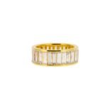 Anneau rivière en or 750 serti de diamants taille baguette (total env. 5 ct) doigt 51-11 /